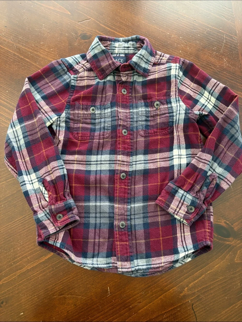 The Children's Place Burgundy, Navy & White Plaid Button-Down Shirt